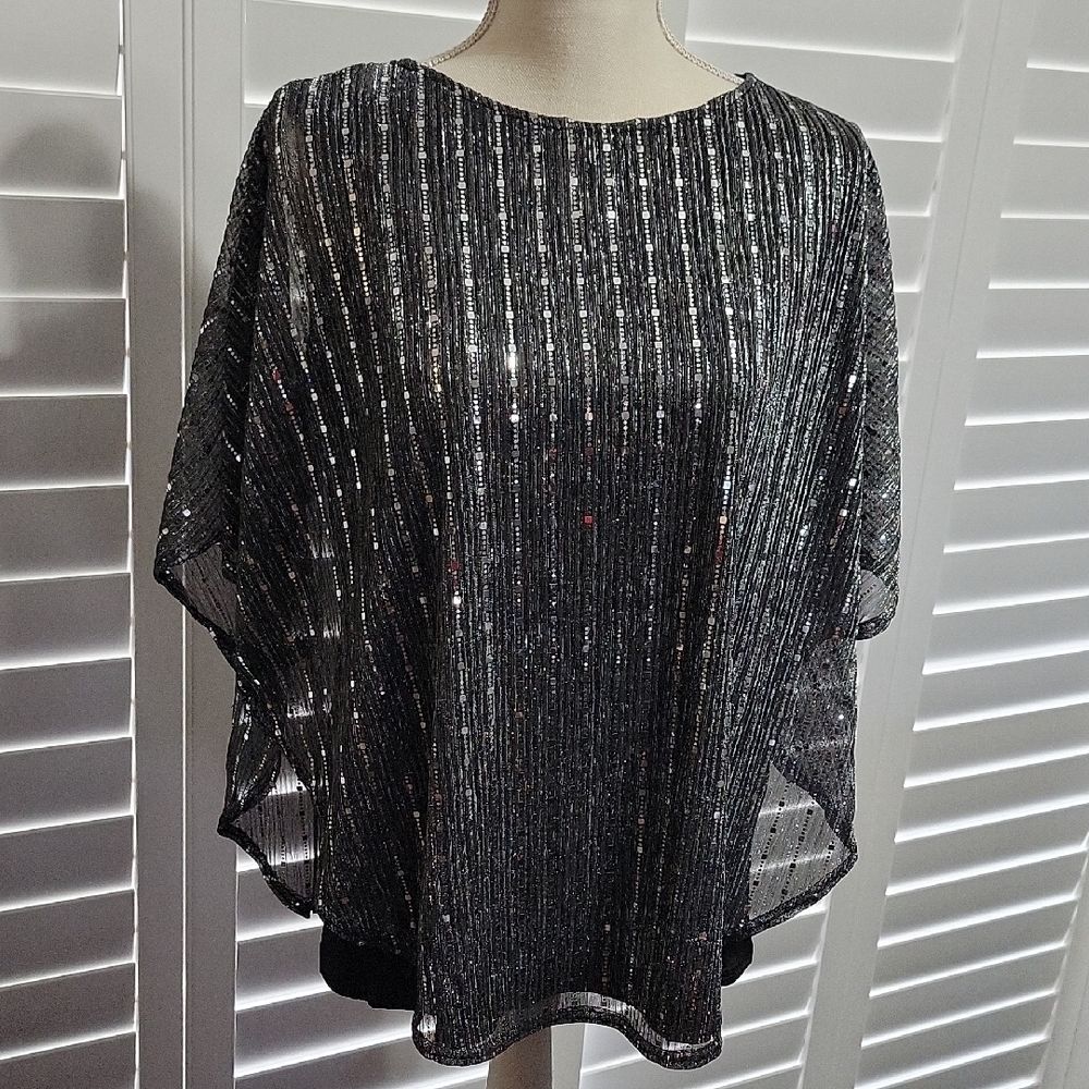 Beautiful Black and Silver Sequin Blouse